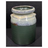 8-Inch Green and Beige Ceramic Vase