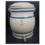 3 Gallon Blue Banded Stoneware Water Cooler