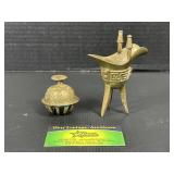Chinese Bronze Tripod Ritual Vessel Pair