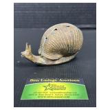 Cast Metal Snail Figurine with Hinged Shell