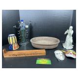Decorative Mixed Items Including Masks & Figurine