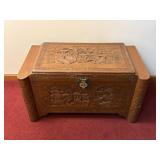 Unique Hand-Carved Wooden Storage Chest