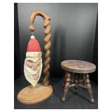 Wooden Santa decoration and stool
