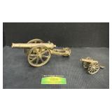 2 Brass Model Cannons on Wheels
