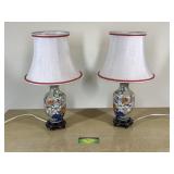 Asian Inspired Cloisonne Table Lamps with Shades