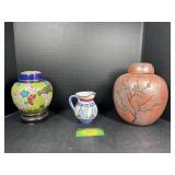 Decorative Vase Trio Including Cloisonne