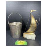 Brass bucket and Nautical Art