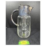 Silverplate & Etched Glass Pitcher w/ Cooling Rod
