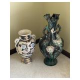 Two Large Ornate Ceramic Display Vases