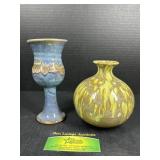 Blue & Yellow Drip Glaze Vases