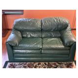 Green Leather Style Loveseat