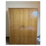 Wooden Wardrobe With Mirror & Shelves