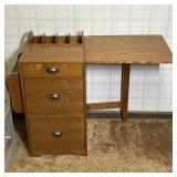 Collapsible Oak Style Folding Desk with Storage