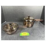 2 Corning Visions Amber Saucepans w/ Lids