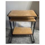 Wood & Metal Rolling Desk with Shelves