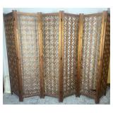 Wooden Folding Screen with Geometric Design