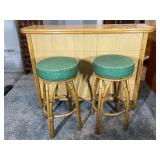 Bamboo Bar with Two Matching Stools