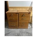 Two Pressed wood filing cabinets with keys