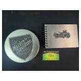 Harley Davidson photo album and tin