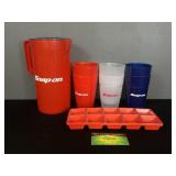 Snap On pitcher, cups, and ice maker