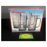 Four Snap On glass mugs