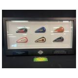 Harley Davidson tank collection in shadowbox