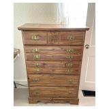Wood Chest of Drawers with Brass Hardware