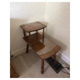 Wooden Two-Tier Table with Glass Top