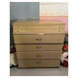 Blonde Dresser and Sewing Contents