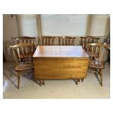 Drop-Leaf Table & Six Wooden Chairs