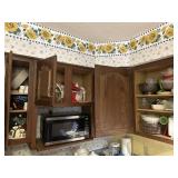 Contents of corner Cabinets to left of Hood