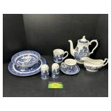 Johnson Bros Willow Blue and White China Set