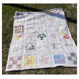 Hand-Stitched Quilt with Applique & Embroidery
