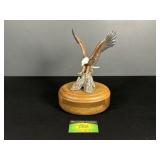 Bald Eagle Figurine on Wooden Base