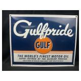 Gulfpride motor oil metal sign