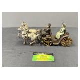 Cast Iron Horse-Drawn Carriage with Driver & Lady