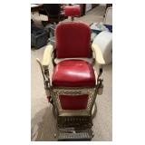 Antique Red & Cream Emil Paidar Barber Chair