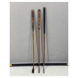 3 Vintage Wooden Iron Golf Clubs
