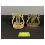 Brass Harp Book Ends