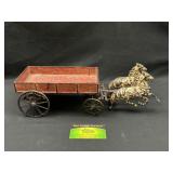 Cast Iron Horses Pulling Wagon Toy