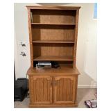 Oak Bookshelf with Cabinet Storage