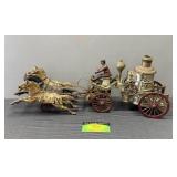 Antique Cast Iron Horse-Drawn Fire Wagon