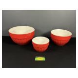 Crate & Barrel Red Mixing Bowl Set