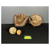 Antique Baseball Gloves and Balls