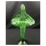 Blown glass Green floral vase