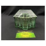 Green glass house jar