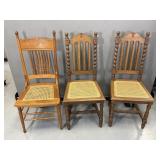 3 Wicker Seated Chairs