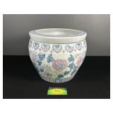 Japanese Porcelain Planter with Floral & Fish