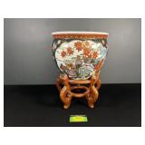 Decorative Porcelain Planter & Stand