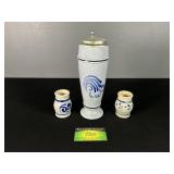 Large Blue Stein and 2 Small Blue and Gray Stein